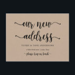 Carte Postale Notre nouvelle adresse, Faire-part mobile, Kraft<br><div class="desc">Ce design rustique moderne nouvelle maison,  faire-part mobile,  changement d'adresse cartes postales (avec titre de carte,  notre nouvelle maison). C'est le moyen parfait d'annoncer à vos amis et à votre famille que vous avez déménagé. Arrière - plan kraft noir et rustique. #TeeshaDerrick</div>