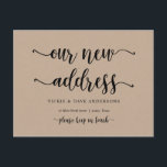 Carte Postale Notre nouvelle adresse, Faire-part mobile, Kraft<br><div class="desc">Ce design rustique moderne nouvelle maison,  faire-part mobile,  changement d'adresse cartes postales (avec titre de carte,  notre nouvelle maison). C'est le moyen parfait d'annoncer à vos amis et à votre famille que vous avez déménagé. Arrière - plan kraft noir et rustique. #TeeshaDerrick</div>