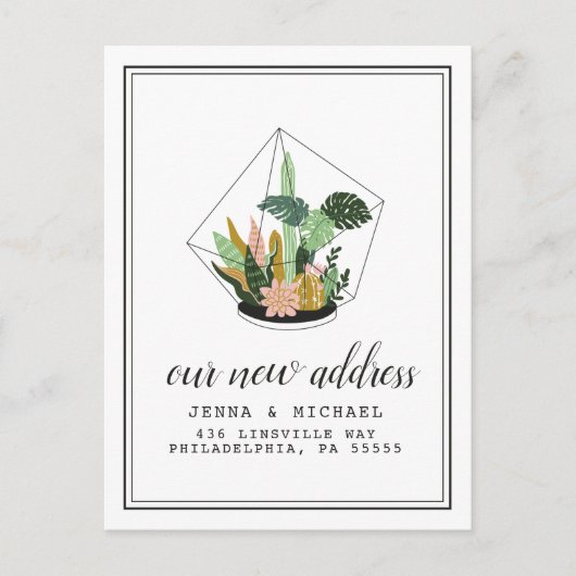 Carte Postale Notre nouvelle adresse | Terrarium succulent (Devant)