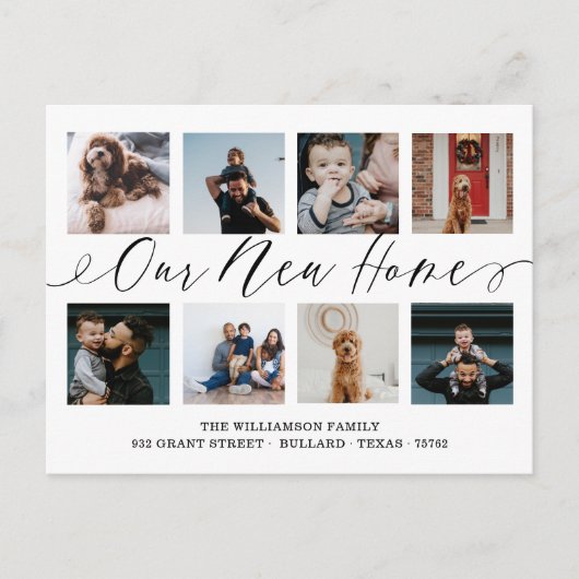 Carte Postale Notre nouvelle maison Élégant Script Photo Collage (Devant)
