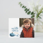 Carte Postale Notre Petit Citrouille 1er Anniversaire Bleu  (Debout devant)