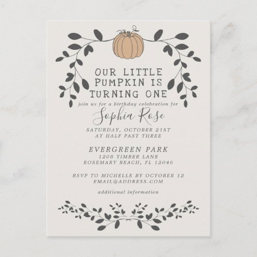 Carte Postale Notre Petit Citrouille Fête Son Premier Anniversai (Devant)