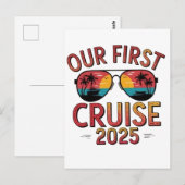 Carte Postale Notre première croisière 2025 Été Trip T-Shirt à m (Devant / Derrière)