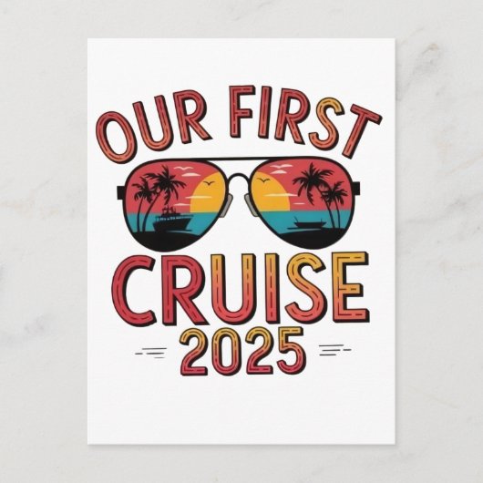 Carte Postale Notre première croisière 2025 Été Trip T-Shirt à m (Devant)