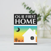 Carte Postale notre première maison (coucher de soleil arc-en-ci (Debout devant)