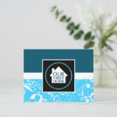 Carte Postale notre première maison (damas bleu) (Debout devant)