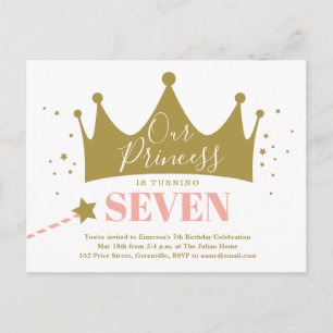 Carte Postale Notre Princess Pink Gold Anniversaire Fête Invitat