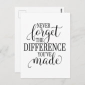 Carte Postale N'oubliez jamais la différence que vous avez faite (Devant / Derrière)