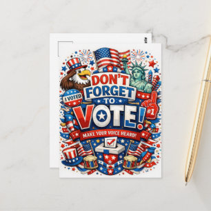 Carte Postale N'oubliez pas de voter ! Célébration patriotique 