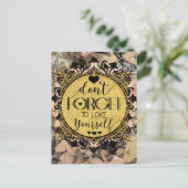 Carte Postale N'oubliez pas de vous aimer Noir Marbre Swirl (Debout devant)