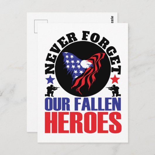 Carte Postale N'oublions jamais nos héros tombés au combat (Devant / Derrière)
