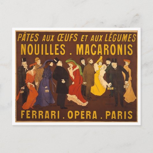 Carte Postale Nouilles, macaronis. Ferrari, Opéra, Paris. (Devant)