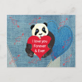 Carte Postale Nounours d'ourson panda pour la Saint-Valentin ser (Devant)