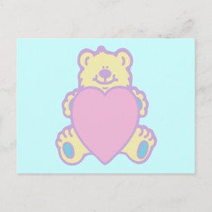 Carte Postale Nounours en peluche cœur d'amour