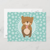 Carte Postale Nounours marron mignon coeur (Devant / Derrière)