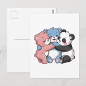 Carte Postale Nounours mignons avec Panda (Devant / Derrière)