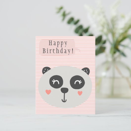 Carte Postale Nounours Panda Mignon - Anniversaire Enfants (Debout devant)
