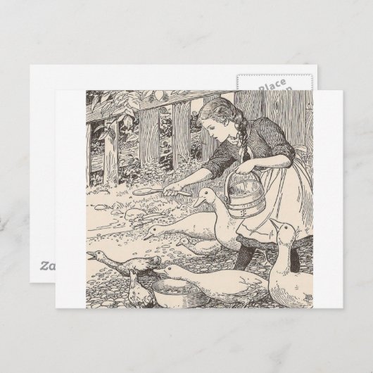 Carte Postale Nourrir Les Canards (Devant / Derrière)