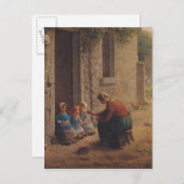 Carte Postale Nourrir les jeunes, 1850 (Devant / Derrière)