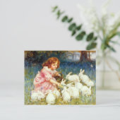 Carte Postale Nourrir les lapins (Debout devant)