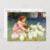 Carte Postale Nourrir les lapins (Devant / Derrière)