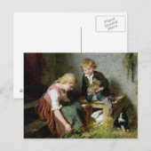 Carte Postale Nourrir les lapins (Devant / Derrière)