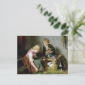 Carte Postale Nourrir les lapins (Debout devant)