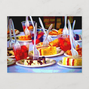 Carte Postale Nourriture Art Populaire Desserts Gâteau Fourchett