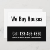 Carte Postale Nous achetons Maisons noir et blanc Modèle promoti (Devant / Derrière)