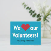 Carte Postale Nous aimons nos bénévoles avec cœur et nom de grou (Debout devant)