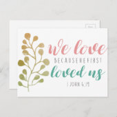 Carte Postale Nous aimons parce que BIBLE VERSE POSTCARD (Devant / Derrière)