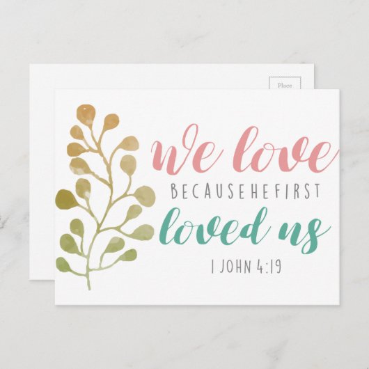 Carte Postale Nous aimons parce que BIBLE VERSE POSTCARD (Devant / Derrière)