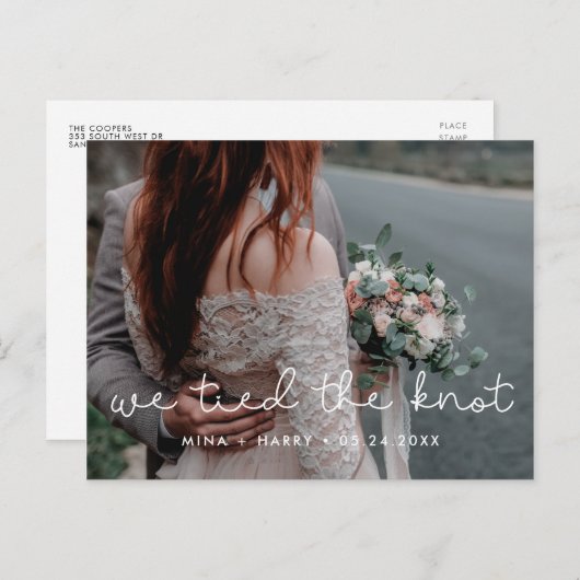 Carte Postale Nous avons attaché le noeud Cute script mariage ph (Devant / Derrière)