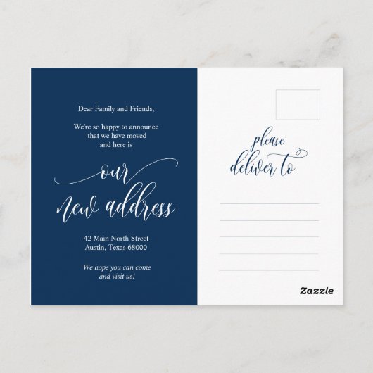 Carte Postale Nous avons déménagé, Annonce de nouvelle adresse (Dos)