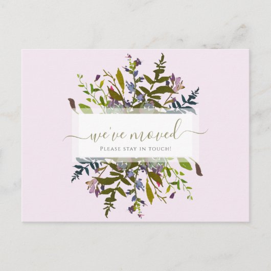 Carte Postale Nous avons déménagé Annonce de style floral Greene (Devant)