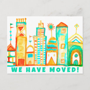Carte Postale Nous avons déménagé Changement d'adresse Aquarelle