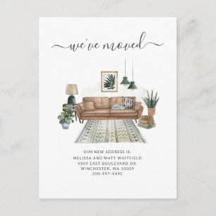 Carte Postale Nous avons déménagé Chic Living Room Moving Faire-