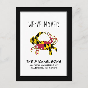 Carte Postale Nous avons déménagé Crabe d'État de Baltimore