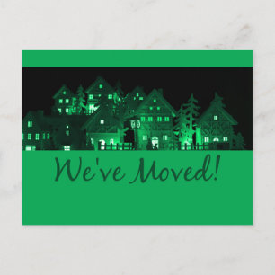 Carte Postale Nous avons déménagé des maisons de Noël éclairées