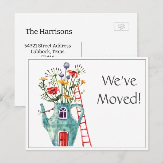 Carte Postale Nous avons déménagé Faire-part, Fairytale House Ca (Devant / Derrière)