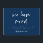 Carte Postale Nous avons déménagé, Faire-part, la Marine moderne<br><div class="desc">Annoncez et partagez votre bonheur toujours après dans le style avec notre design de thème moderne (nous avons déménagé) nouveau faire-part maison et s'il vous plaît garder en contact carte. Il est idéal pour les couples qui ont décidé de partager leur bonheur et d'informer fièrement leur nouvelle maison à leur...</div>