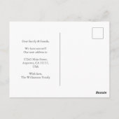 Carte Postale "Nous avons déménagé" Latitude Longitude Photo fam (Dos)