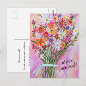 Carte Postale Nous avons déménagé le bouquet de marguerites colo (Devant / Derrière)