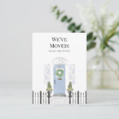 Carte Postale Nous avons déménagé Nouvelle Maison Aquarelle Bleu (Debout devant)