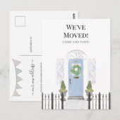 Carte Postale Nous avons déménagé Nouvelle Maison Aquarelle Bleu (Devant / Derrière)