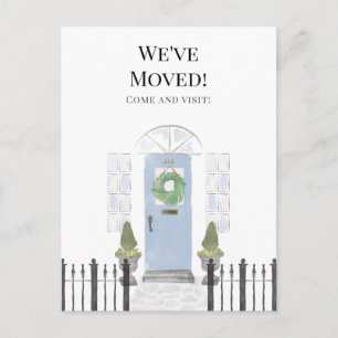 Carte Postale Nous avons déménagé Nouvelle Maison Aquarelle Bleu
