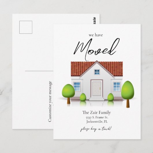 Carte Postale Nous Avons Déménagé Nouvelle Maison Simple Minimal (Devant / Derrière)