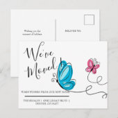 Carte Postale Nous avons déménagé papillon dessiné à la main (Devant / Derrière)