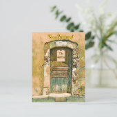 CARTE POSTALE NOUS AVONS DÉMÉNAGÉ ! PORTE EN BOIS PEINTE RUSTIQU (Debout devant)