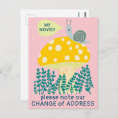 Carte Postale NOUS AVONS DÉMÉNAGÉ Whimsical Snail Magical Mushro (Devant / Derrière)